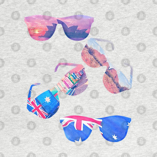 Australia  Landscapes Watercolor Sunglasses by AdrianaHolmesArt